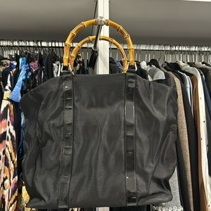 Authentic Gucci wooden handle tote bag black